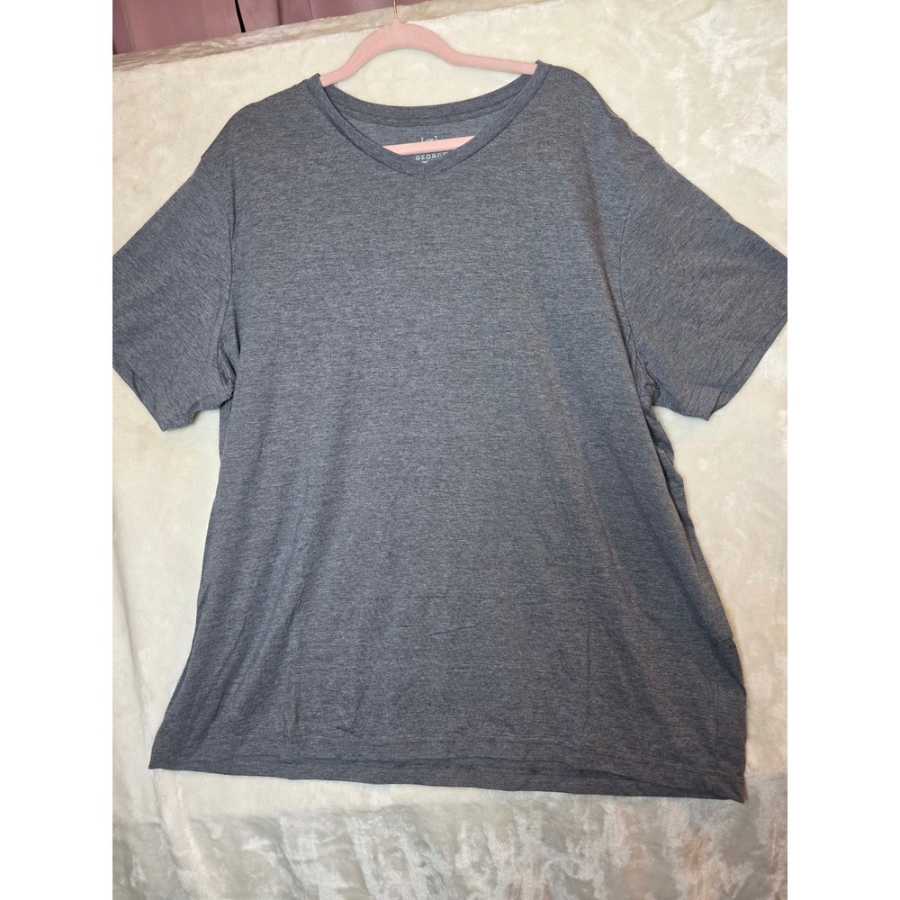 George Mens 3XL Charcoal Grey Heathered V-Neck Short Sleeve T-Shirt Tee 54-56
